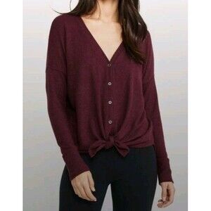 Abercrombie & Fitch Ribbed Sweater XS Burgundy Relaxed Preppy Academia Y2K